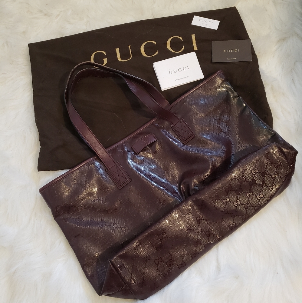 GUCCI Imprime Monogram GG Burgundy Tote